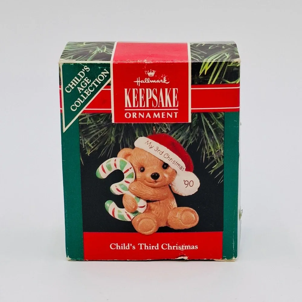 1990 Hallmark Keepsake Ornament Child's Third Christmas Bear 3rd Year Vintage